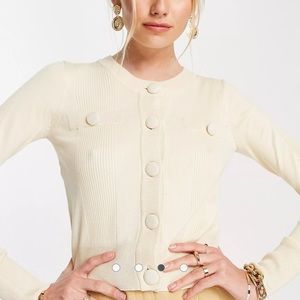 River Island cropped cardigan in beige